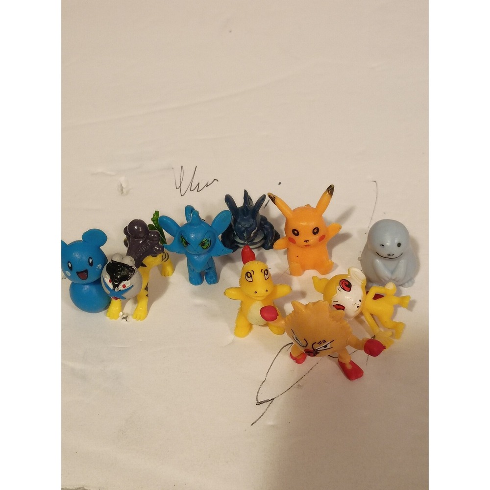 Vintage Pokemon Mini Figures Lot of 9 Pikachu Hitmonchan Quagsire Toy Figurines